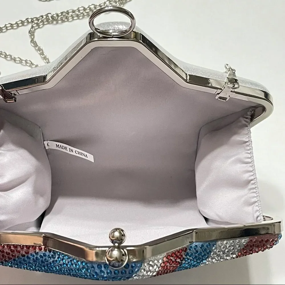 Alessia‎ Rhinestone America Star and Stripes Crystal Red Silver Blue Crossbody